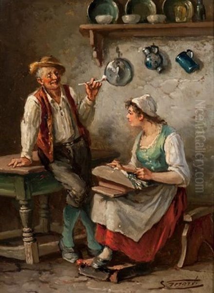 De Kantwerkster Oil Painting by Lucien Gerard