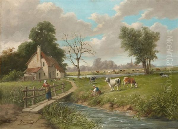 Scene Champetre Oil Painting by Lucien Gerard