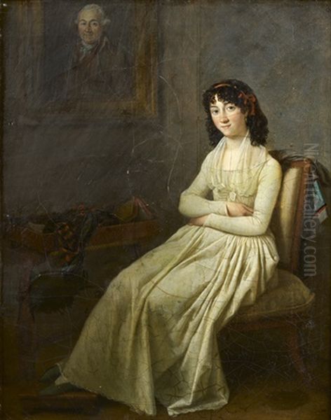 Portrait De Jeune Femme Assise Dans Un Interieur Oil Painting by Marguerite Gerard