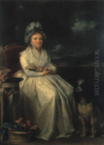 Portrait D'une Femme Avec Son Caniche Oil Painting by Marguerite Gerard