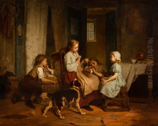 Scene De Famille Oil Painting by Theodore Gerard