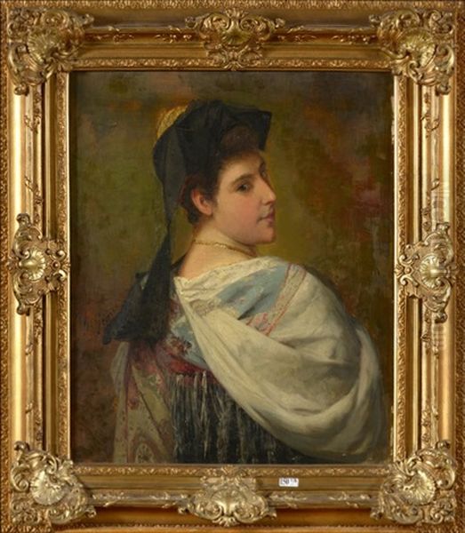 Profil De Jeune Fille Oil Painting by Theodore Gerard