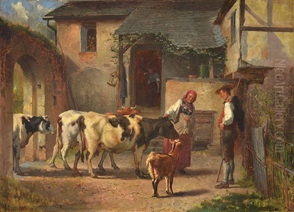 Retour A La Ferme Oil Painting by Theodore Gerard