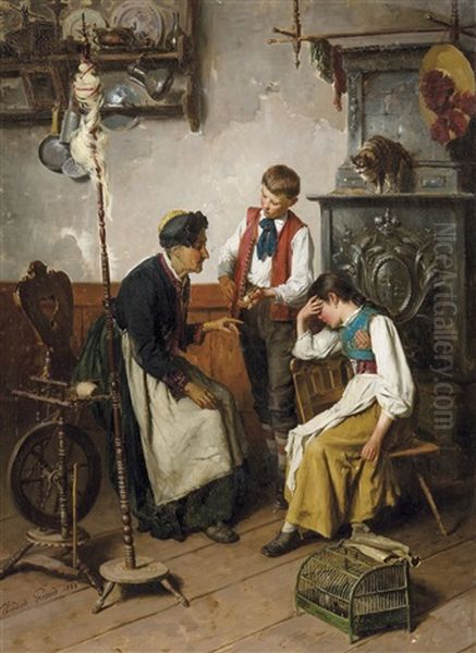 Les Paroles Consolatrices De Grand-mere Oil Painting by Theodore Gerard