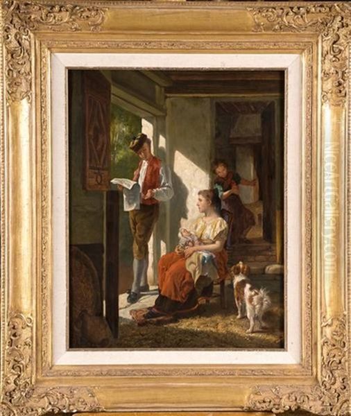 Scene Familiale Oil Painting by Theodore Gerard