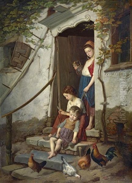 Die Farmerkinder Oil Painting by Theodore Gerard