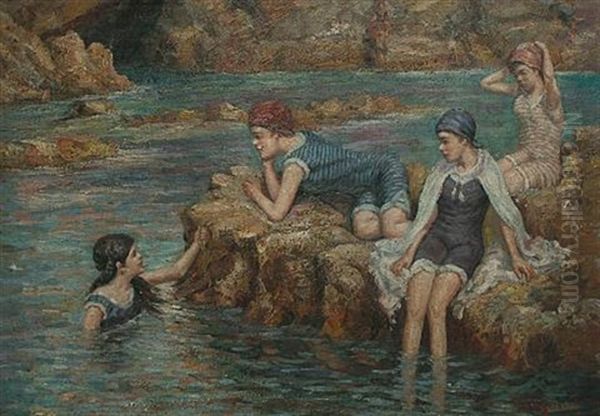 Young Bathers Oil Painting by Theodore Gerard