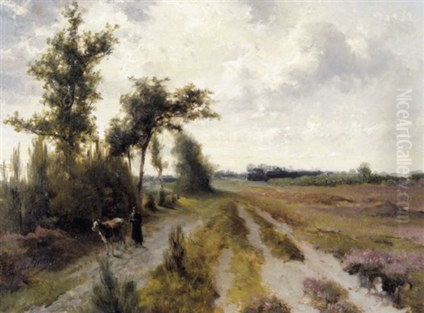 Landschap Met Koeienhoedster Oil Painting by Theodore Gerard