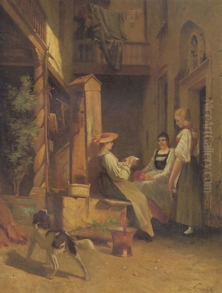 La Lecture De La Lettre Sous Surveillance Oil Painting by Theodore Gerard