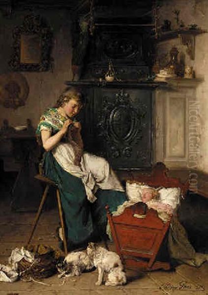 The Attentive Nanny Oil Painting by Theodore Gerard