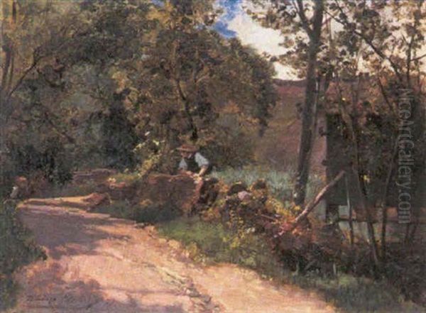 Landweg Te Gutach In Het Zwarte Woud Oil Painting by Theodore Gerard