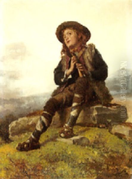 A Neapolitan Shepherd Boy Oil Painting by Theodore Gerard