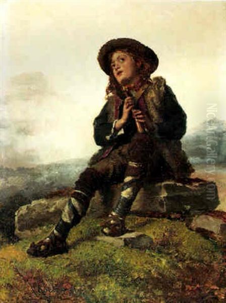 Neopolitan Shepherd Boy Oil Painting by Theodore Gerard