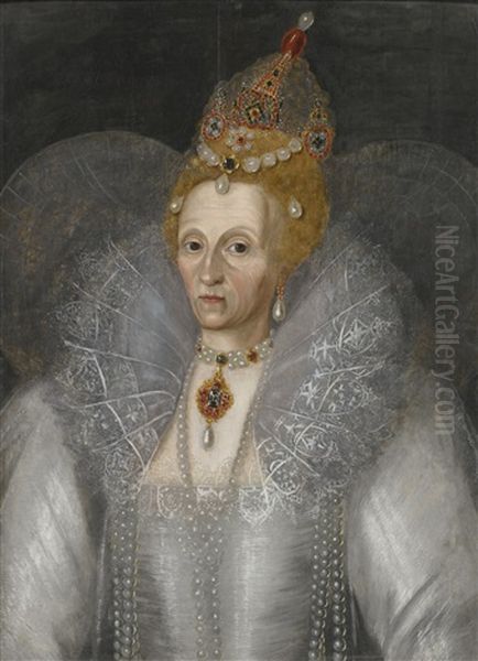 Portrait Of Queen Elizabeth I (1533-1603) Oil Painting by Marcus Gerards the Younger