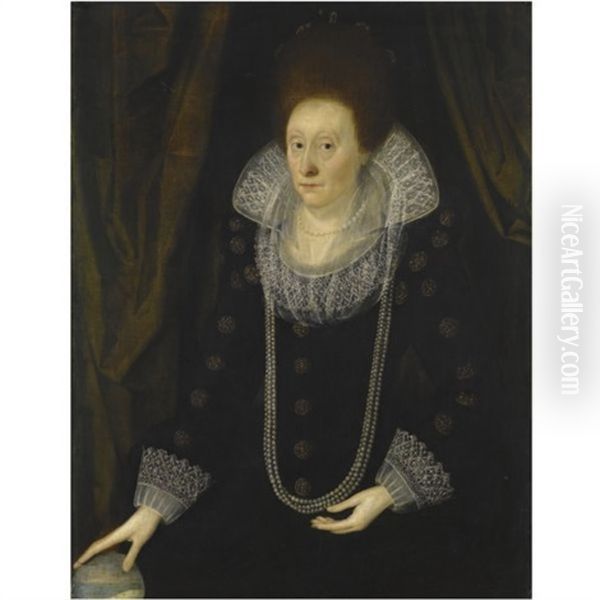 Portrait Of A Lady, Formerly Called Elizabeth I, Thought To Be Elizabeth Bess Of Hardwick, Countess Of Shrewsbury Oil Painting by Marcus Gerards the Younger