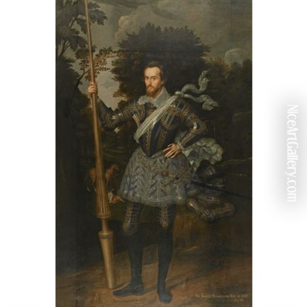 Portrait Of Sir James Scudamore, Dressed In Armour For The Accession Day Tilt Oil Painting by Marcus Gerards the Younger