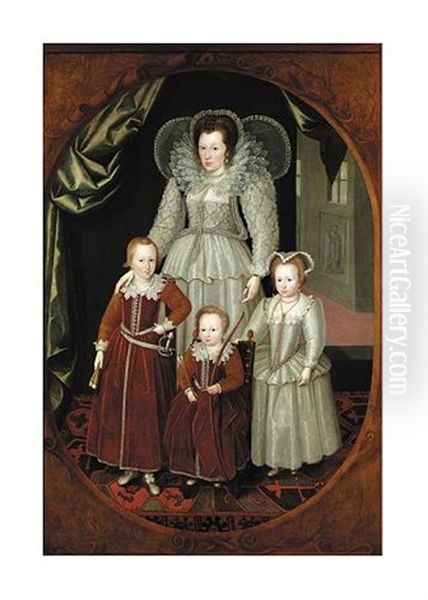 Portrait Of Anne, Lady Wentworth, And Her Children, Thomas, Jane And Henry by Marcus Gerards the Younger