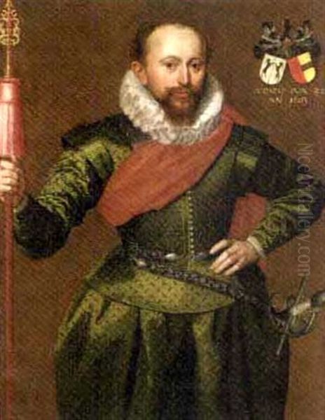 Portrait Of A Captain Of The Trainband In Green Doublet And Breeches Oil Painting by Marcus Gerards the Younger