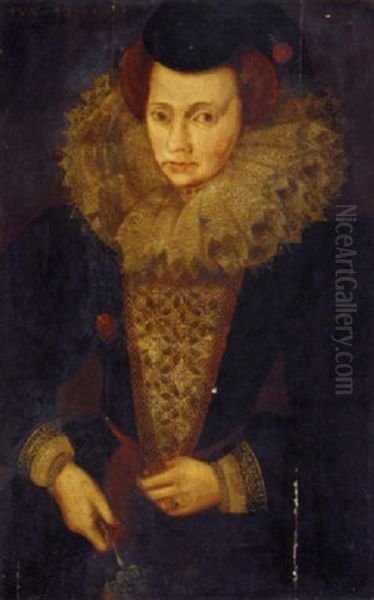 Portrait Of A Lady In A Black Jacket And Lace Collar Oil Painting by Marcus Gerards the Younger