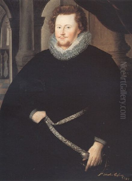 Portrait Of Sir Jonathan Trelawney Oil Painting by Marcus Gerards the Younger