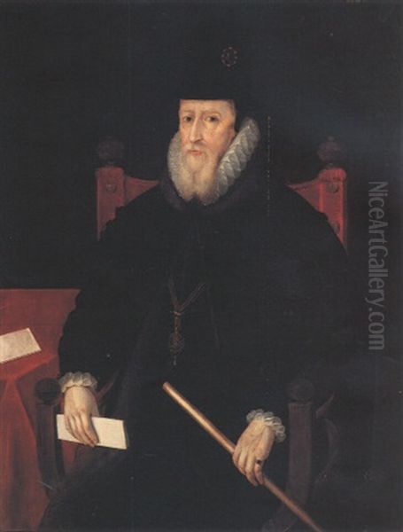 Portrait Of William Cecil, Lord Of Burghley Oil Painting by Marcus Gerards the Younger