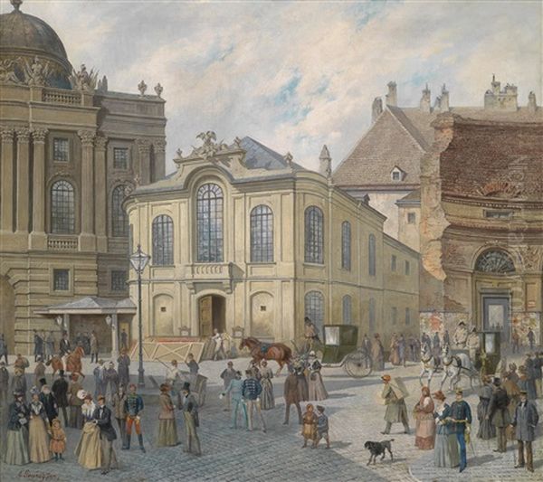 Wien, Vor Dem Alten Burgtheater Oil Painting by August Gerasch