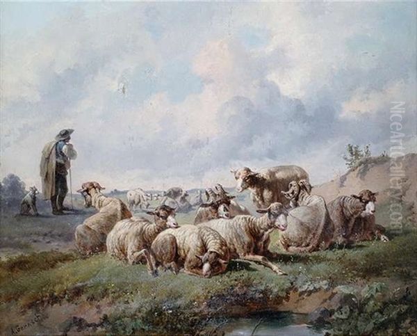 Schafherde Auf Sommerlicher Weide by August Gerasch