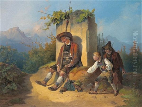 Rast Im Weingarten Oil Painting by August Gerasch