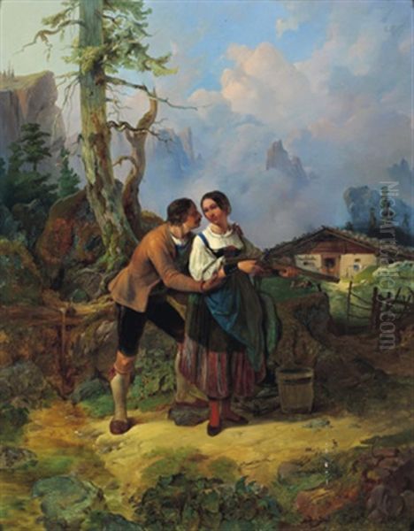 Der Jager Auf Der Alm Oil Painting by August Gerasch