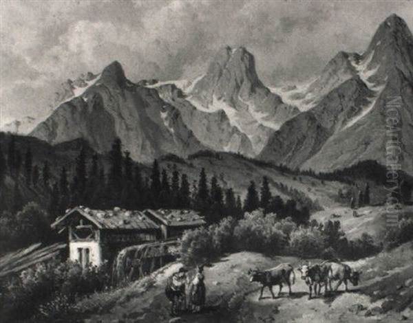 Bl_hnbachtal Mit Dem Steineren Meer, Pongau Oil Painting by August Gerasch