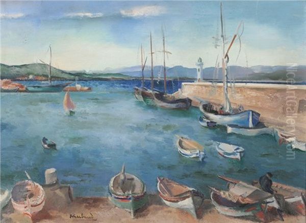 Mistral Sur Le Port De Saint-tropez Oil Painting by Abel Gerbaud