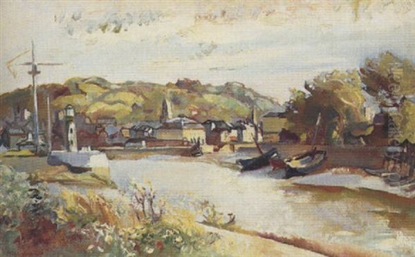 Bassin A Honfleur Oil Painting by Abel Gerbaud