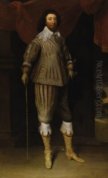 Portrait Of William Fielding, 1st Earl Of Denbigh (+ Portrait Of Susan Villiers, 1st Countess Of Denbigh; 2 Works) Oil Painting by Balthazar Gerbier d'Ouvilly