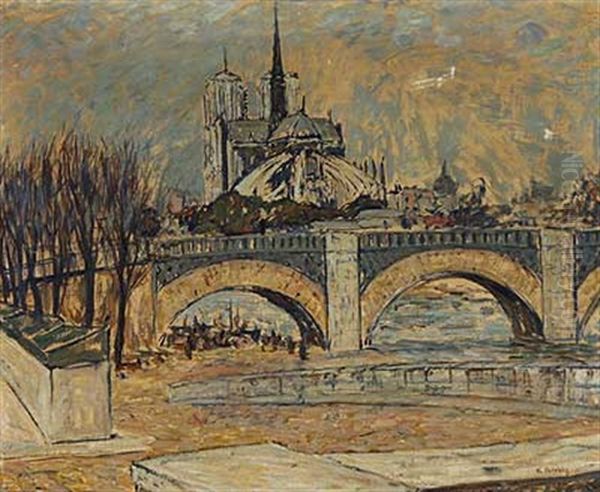 Notre Dame In Paris Oil Painting by Alexander Gerbig