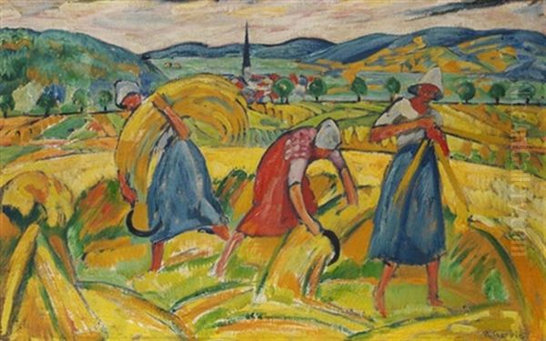 Frauen Bei Der Feldarbeit Oil Painting by Alexander Gerbig