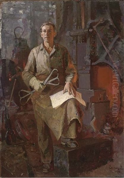 Mechanical Engineer Oil Painting by Mikhail Gerets