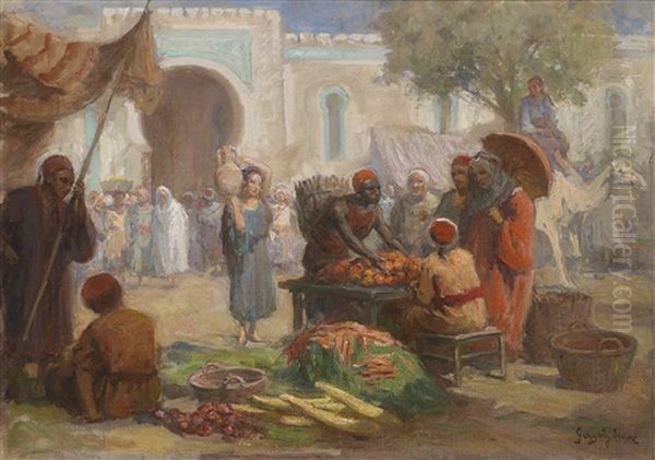 Orientalische Marktszene Oil Painting by Imre Gergely