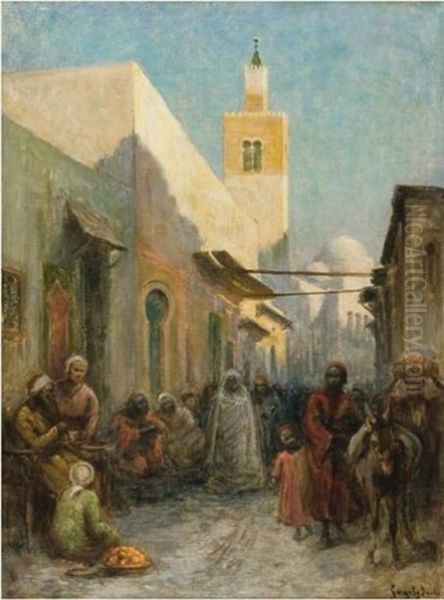 Souk El Medina Oil Painting by Imre Gergely