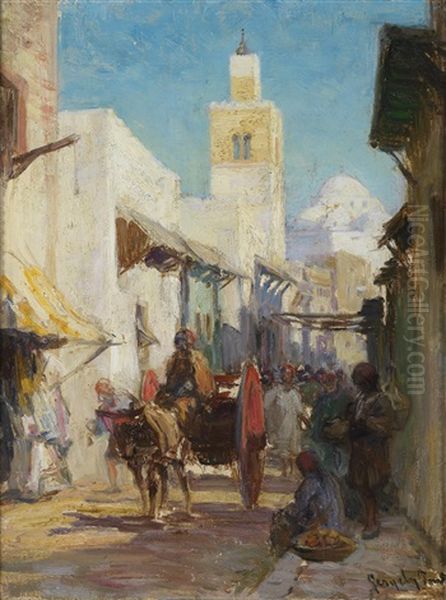 Eine Orientalische Strasenszene Oil Painting by Imre Gergely