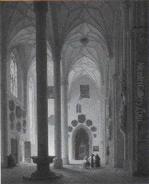 Interieur Einer Gotischen Kirche Oil Painting by Eduard K.F. Gerhardt