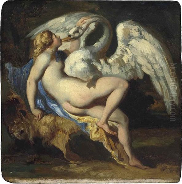 Leda Et Le Cygne ('leda And The Swan') Oil Painting by Theodore Gericault