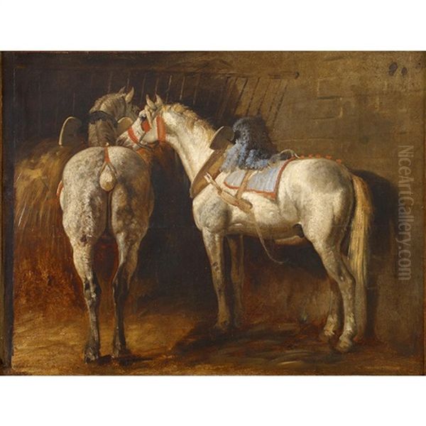 Deux Gris Pommeles Oil Painting by Theodore Gericault