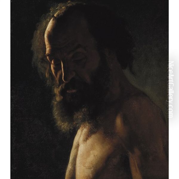 Study Of A Bearded Man, Possibly For A Painting Of Saint Jerome Oil Painting by Theodore Gericault