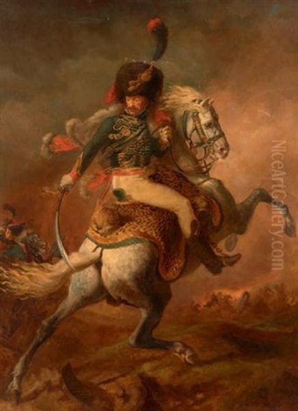 Officier De Chasseurs A Cheval De La Garde Imperiale Chargeant Oil Painting by Theodore Gericault