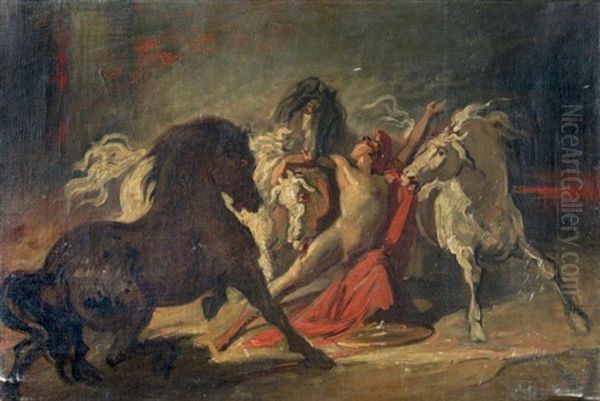 Diomede Devore Par Ses Chevaux Oil Painting by Theodore Gericault