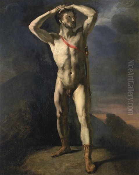 Academie D'homme Nu Au Glaive Oil Painting by Theodore Gericault