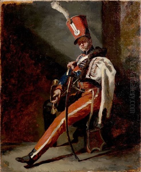 Etude Preparatoire Pour Le Trompette De Hussards D'orleans En Grande Tenue (preparatory Study) Oil Painting by Theodore Gericault