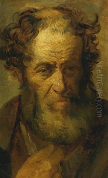 Portrait De Viellard (after Rembrandt) Oil Painting by Theodore Gericault