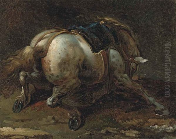 A Grey Charger Oil Painting by Theodore Gericault