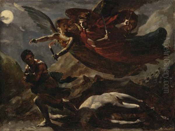 La Justice Et La Vengeance Divine Poursuivant Le Crime (after Prud'hon) Oil Painting by Theodore Gericault